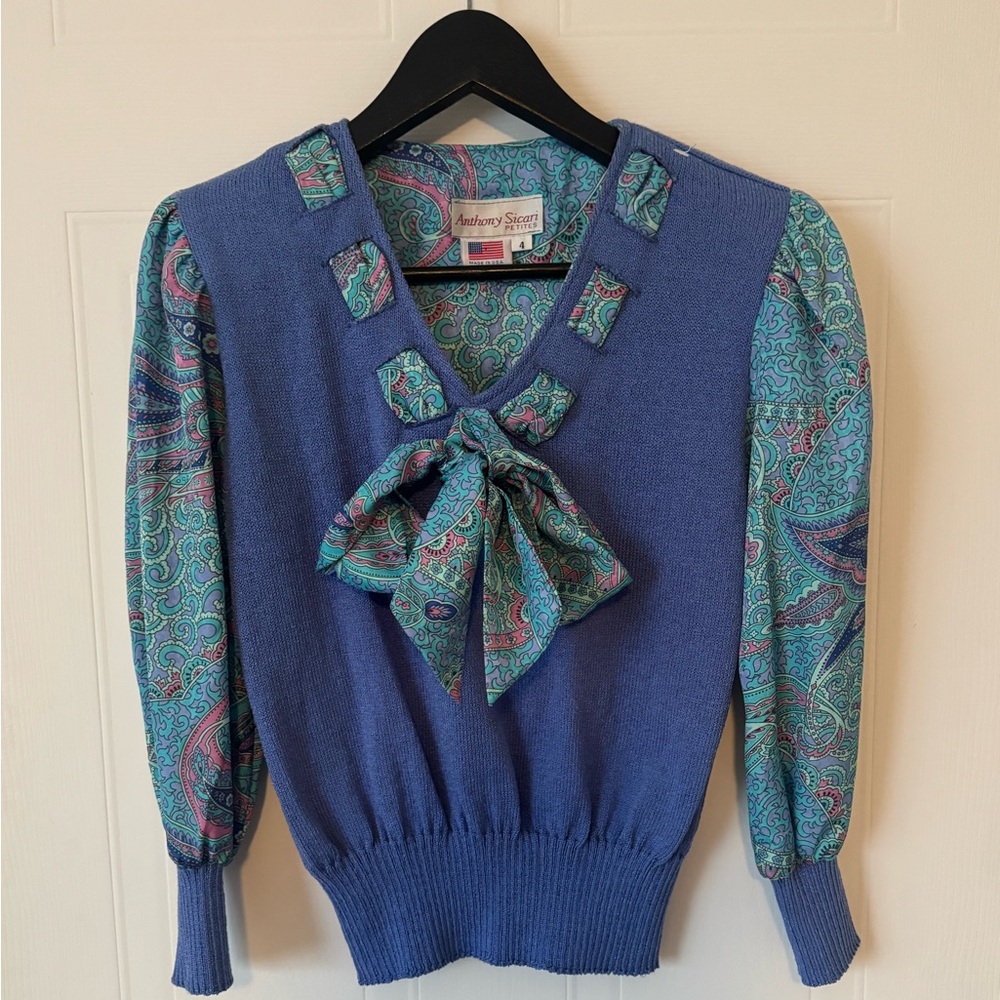 Anthony Sicari petites vintage long sleeve made in USA size 4 Skit and sweater